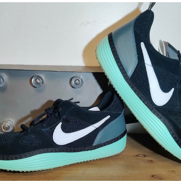 Nike Solarsoft Running Shoes Mens Size 11 US Black Bomber Grey Teal 631409-010 - Picture 9 of 11